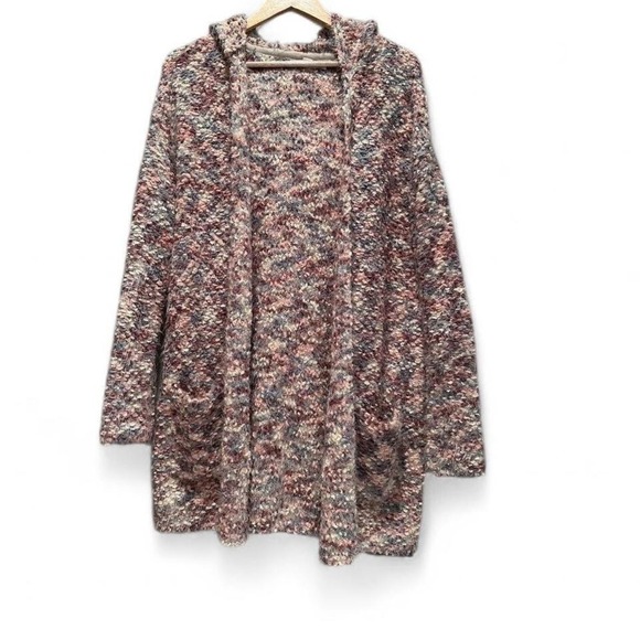 Lovestitch Colorful Speckled Knit Cardigan Sweater Size Medium/Large Hooded - Picture 1 of 7